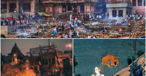 Manikarnika Ghat - Where the eternal flame burns, consuming human lives in a moment.