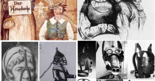 The horrific punishment of metal masks for gossips, gluttons, liars, and eavesdroppers!