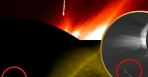 Shocking Truth: Cross-Shaped UFO Fires Laser at the Sun – An Extraterrestrial Message?