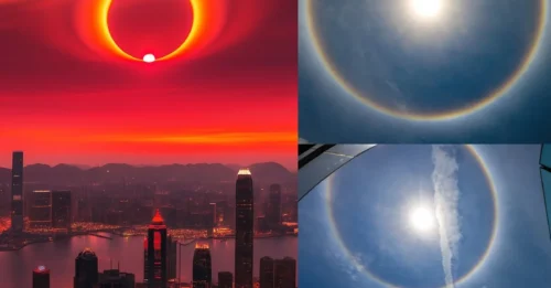 Unbelievable! Hong Kong just witnessed a surreal solar halo – a celestial spectacle so rare it left the entire city in awe!