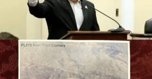 A commercial pilot’s pH๏τo allegedly shows a ‘1,000-foot UFO’ near Four Corners, reigniting theories of alien surveillance in sacred lands.