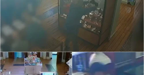 Daring heist: £80,000 golden candelabra vanishes after brazen smash-and-grab!