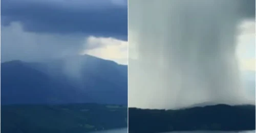 Nature’s Wrath: Storm Unleashes Titanic Waterfall Into Alpine Lake in Minutes!