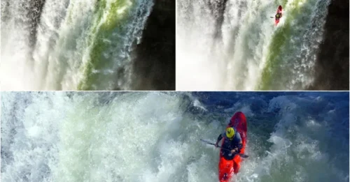 Daredevil kayaker plunges down 82ft waterfall – The terrifying drop that left the world gasping!