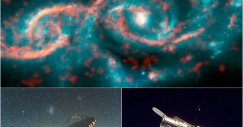 Two Galaxies Collide, Unleashing a ‘Tsunami of Stars’ That Forms a Pair of Giant Cosmic Eyelids!