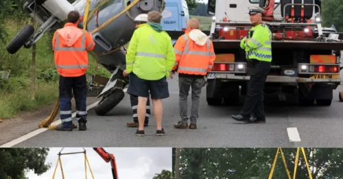 WWII Spitfire Fighter Plane Suddenly Crashes Onto Road, Causing Massive Traffic Chaos