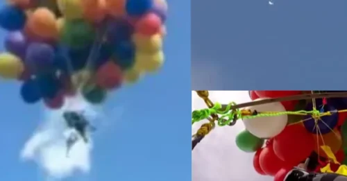 HORROR STUNT: Man Rides a ‘Flying Carpet’ With 100 Balloons, Slapped With Heavy Fine! Aviation Authority Outraged as Public Shocked by the Number!