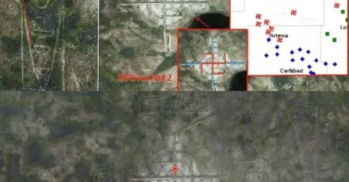 Near Roswell, strange giant symbols emerge on Google Maps—whispers swirl of a hidden UFO crash site long buried in secrecy.