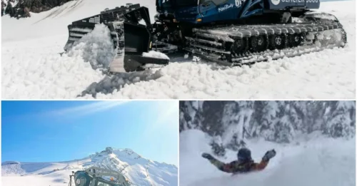 ALPINE DISASTER: Snow Groomer Plummets 1,300 Feet in Heart-Stopping Swiss Mountain Crash