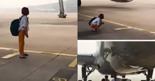 They weren't chasing a bus, but a PLANE: Chinese couple shocks by storming the runway.