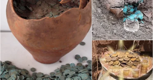Lucky man dug up a 70-pound clay jar buried underground about 1,700 years ago containing 10,000 Roman coins dating from 240 to 320 AD