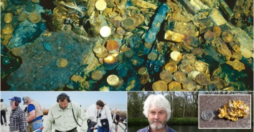Excited treasure hunters have flocked to a beach after a 60-year-old man found a 97.12g nugget in a £120m treasure trove buried 200 years ago