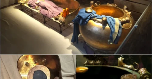 A pair of antique gold-plated shoes and countless beautiful, intact jewelry dating from 530 BC were discovered by a lucky man in a splendidly furnished Celtic burial chamber