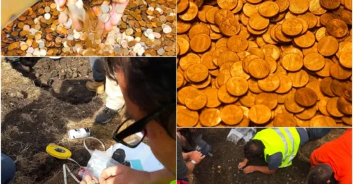 Lucky man once in his life discovered a treasure trove of 2,000-year-old Roman coins worth up to £200,000 buried in a farmer’s field