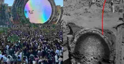 People watching time travelers cross dimensional portals