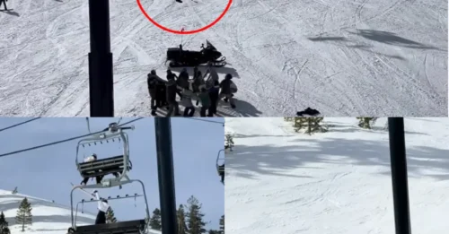 SLOPE HORROR: Shocking moment girl, 12, plunges 28ft from ski chairlift and misses safety net after slipping from parents’ hand