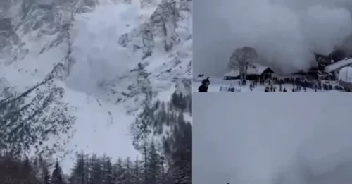 TERROR DE ESQUÍ! Momento aterrador: una enorme avalancha se precipita montaña abajo envolviendo en nieve a decenas de esquiadores en la misma estación donde murieron dos personas.