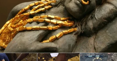 HIDDEN FOR CENTURIES: The monolithic gold treasure was hidden in the tomb of a Panamanian lord 1,200 years ago