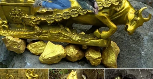 UNBELIEVABLE DISCOVERY: Luck struck the young man as he continuously found many rare golden statues in the caves where wild snakes lived