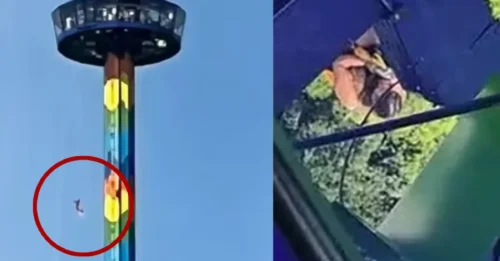 Los turistas aterrorizados fueron lanzados al suelo con cuerdas desde lo alto de una atracción de feria rota, tras quedar varados a 60 metros en el aire.