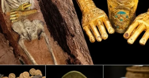 Roman gold gloves, gold cremation urns and more than 300 Roman coins discovered at Roman settlement 400 BC