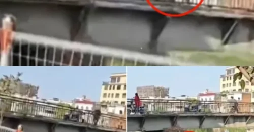 EL ACTO ENFERMO DE PAPÁ! Momento de terror: un padre malvado arroja a su hijo de un puente durante una pelea con su esposa, quien deja escapar un grito espeluznante.
