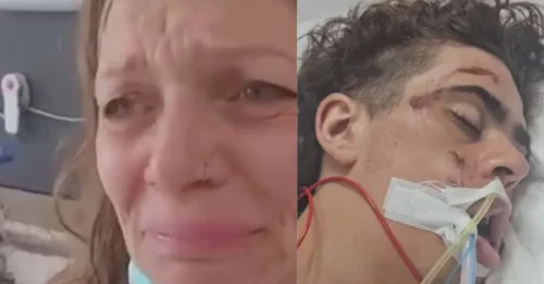 'Llévenlo a casa': La madre de un mochilero británico de 23 años que lucha por su vida en Tailandia hace un emotivo llamado desde su cama tras un terrible accidente.