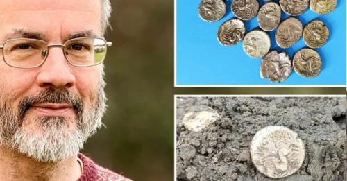 COINING IT: Iron Age gold coin hoard dug up by metal detectorist in UK field tipped to fetch £25,000 at auction