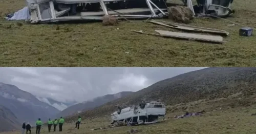 TRAGEDIA DE AUTOBÚS! Al menos nueve muertos y 15 heridos después de que un autobús turístico se saliera de la carretera cerca de un paraje natural en las montañas peruanas.