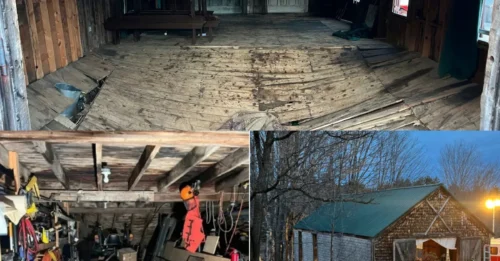 AMOR OTOÑO! Al menos 70 invitados a una boda cayeron 2,4 metros a través del suelo, seis resultaron heridos y decenas quedaron atrapados entre las vigas de madera.