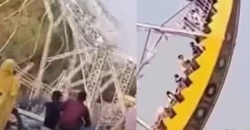 Catorce niños resultaron heridos en el derrumbe de una atracción de un parque temático.