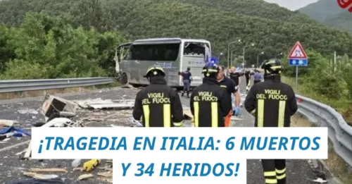 ¡ÚLTIMA HORA! Tragedia en las vacaciones de verano: brutal choque entre un autobús turístico y una casa rodante deja 6 muertos y 34 heridos en Italia