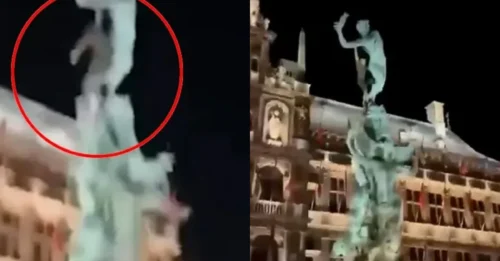 ¡ÚLTIMA HORA! Cayó desde 9 metros de altura tras subir a un monumento histórico y se debate entre la vida y la muerte
